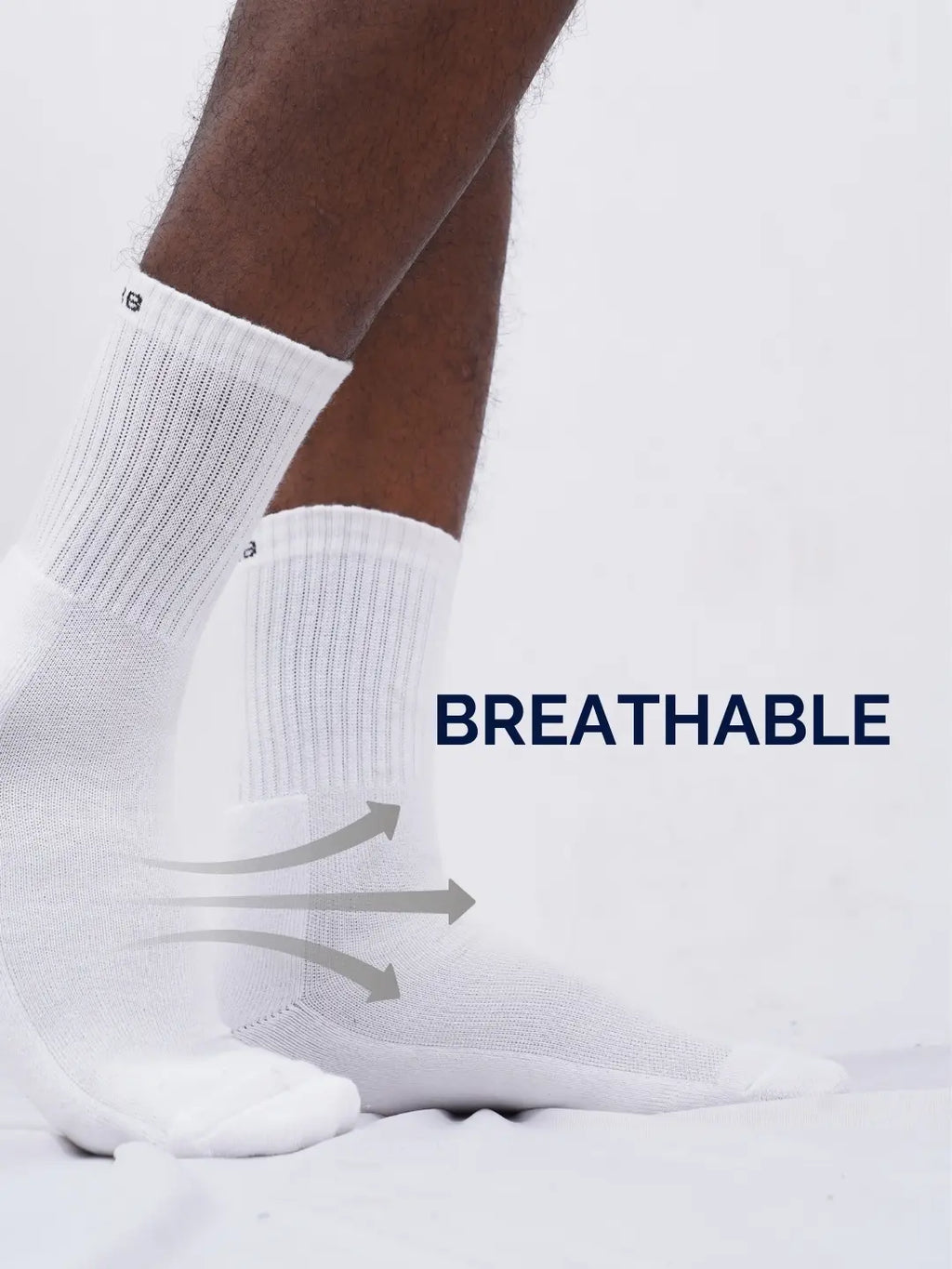 Three pairs of black premium cotton blend crew socks featuring soft cushioning and arch support. — view 3