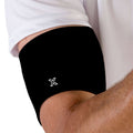 Medical grade biceps compression sleeve for muscle support and injury recovery during sports and athletic activities