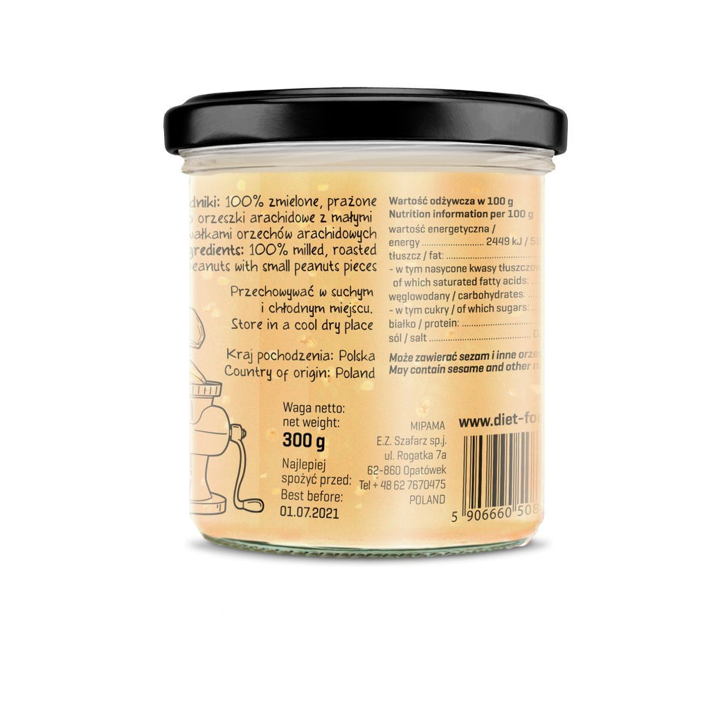 Bio crunchy peanut butter jar made from organic roasted peanuts without palm oil or sugar — view 2