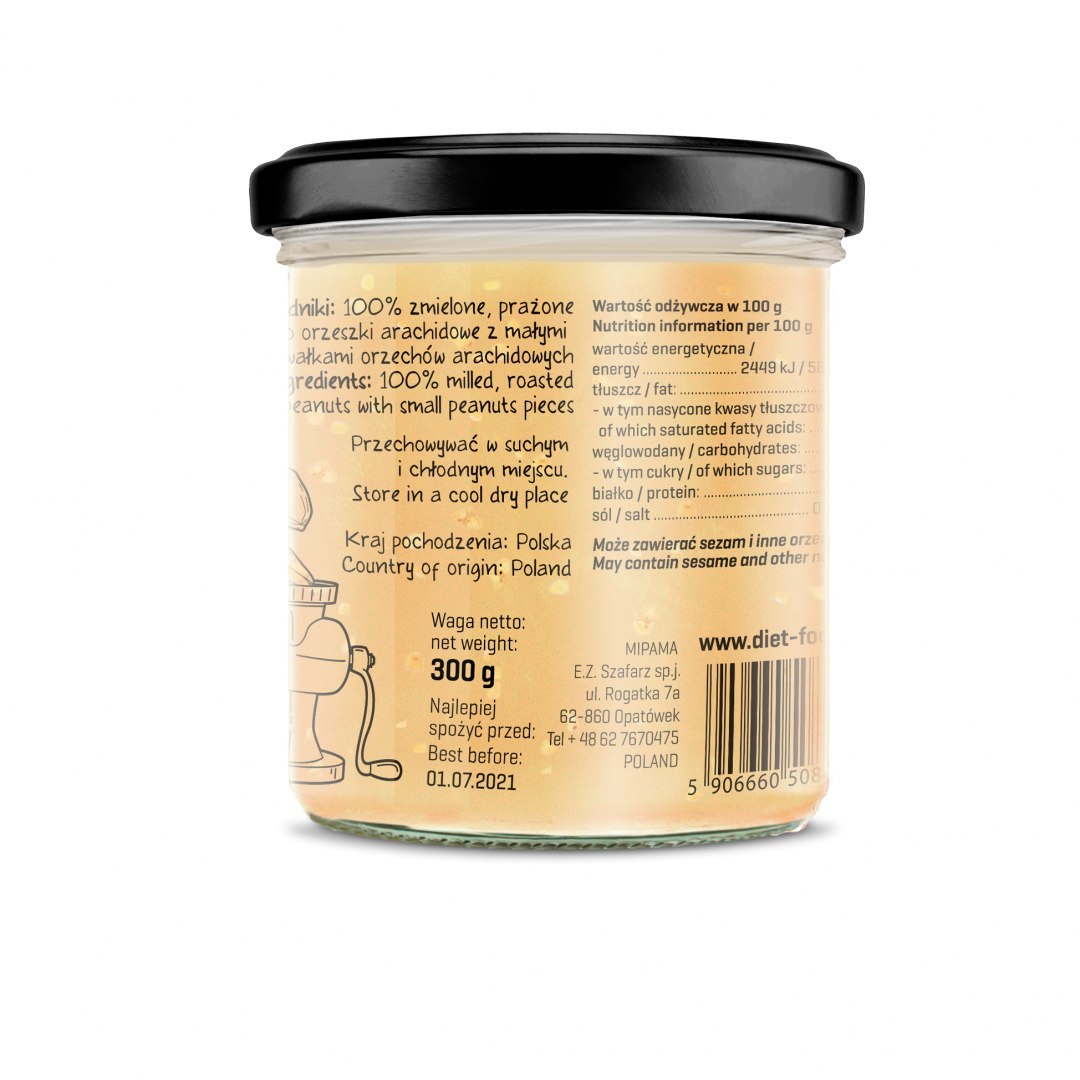 Bio crunchy peanut butter jar made from organic roasted peanuts without palm oil or sugar — view 2