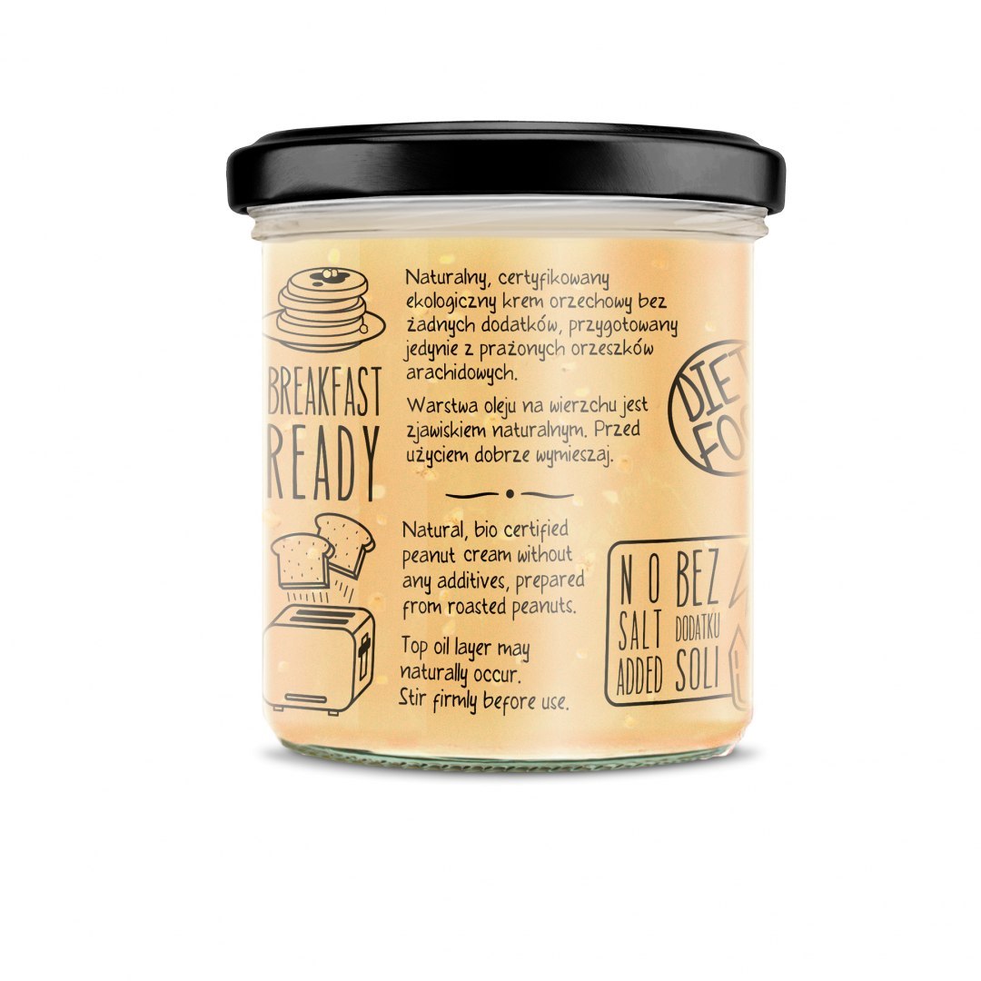Bio crunchy peanut butter jar made from organic roasted peanuts without palm oil or sugar — view 3