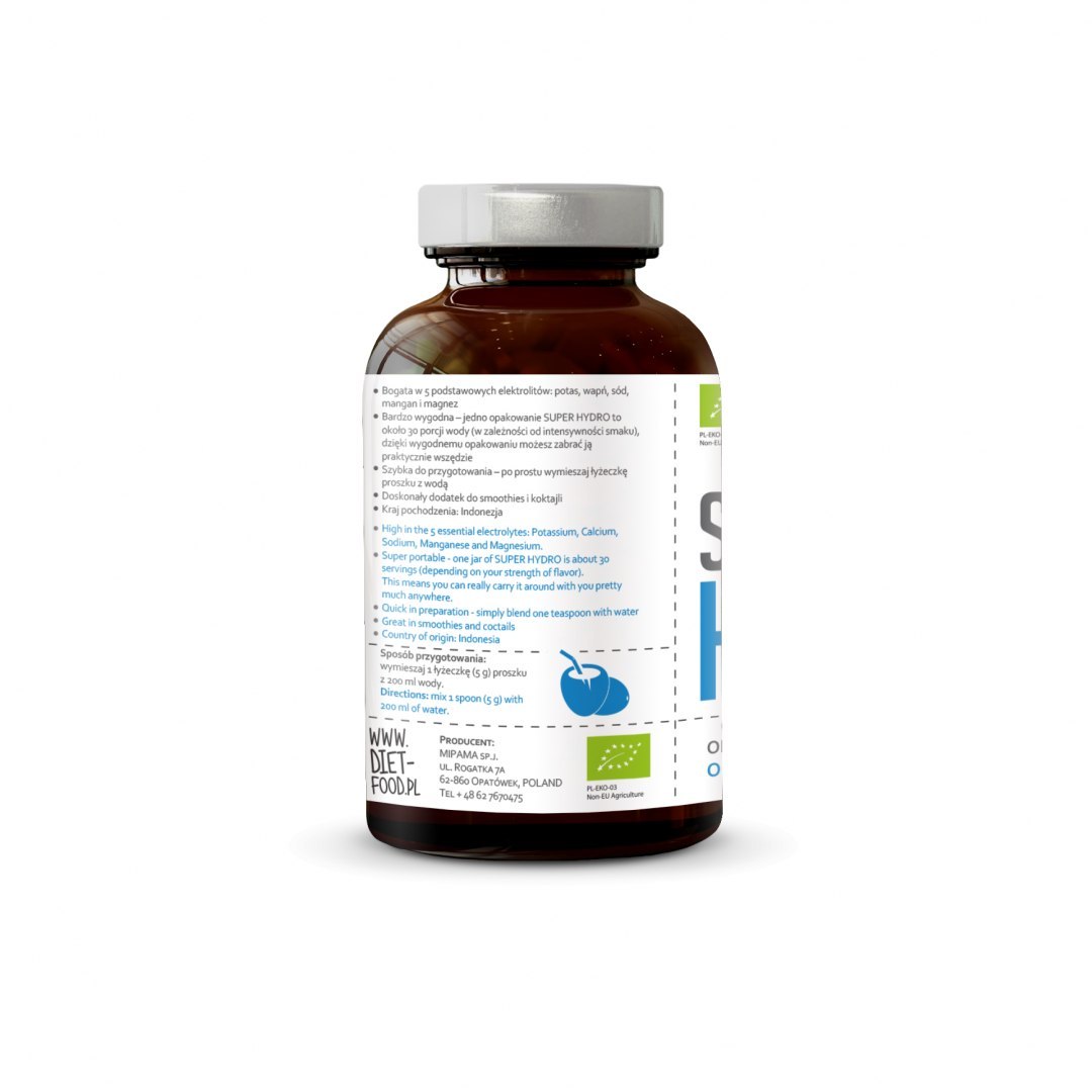 Organic bio coconut water powder packaging with fresh green leaf logo for healthy daily hydration — view 2