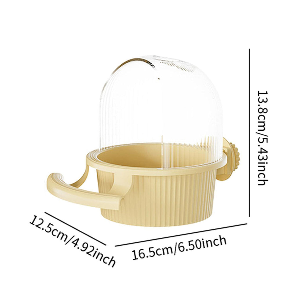 Pink and yellow plastic bird feeder and water dispenser for small to medium bird cages — view 3