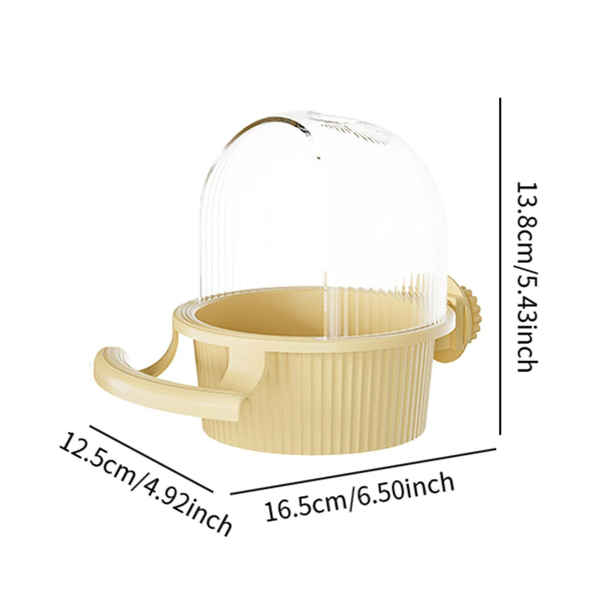 Pink and yellow plastic bird feeder and water dispenser for small to medium bird cages — view 3