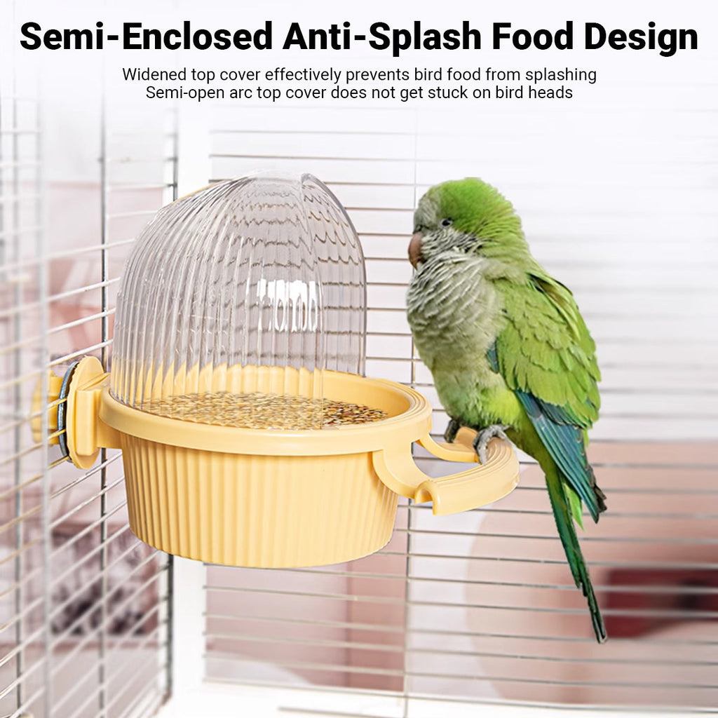 Pink and yellow plastic bird feeder and water dispenser for small to medium bird cages — view 5