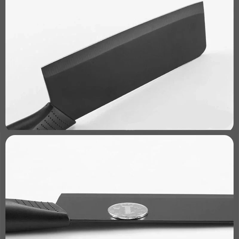 3-piece stainless steel kitchen knife set with black non-slip ergonomic handles for food preparation — view 5