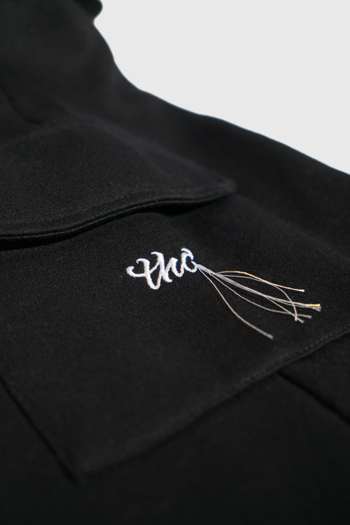Sticky notes sweatpants in a stacked flared fit with utility pockets and custom interactive detailing — view 5