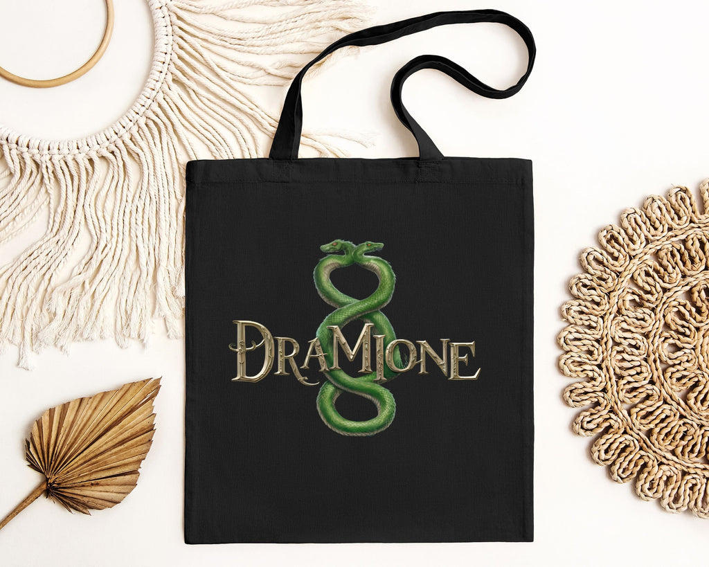 Dramione fanfiction book themed cotton canvas tote bag with graphic print and sturdy everyday shoulder straps
