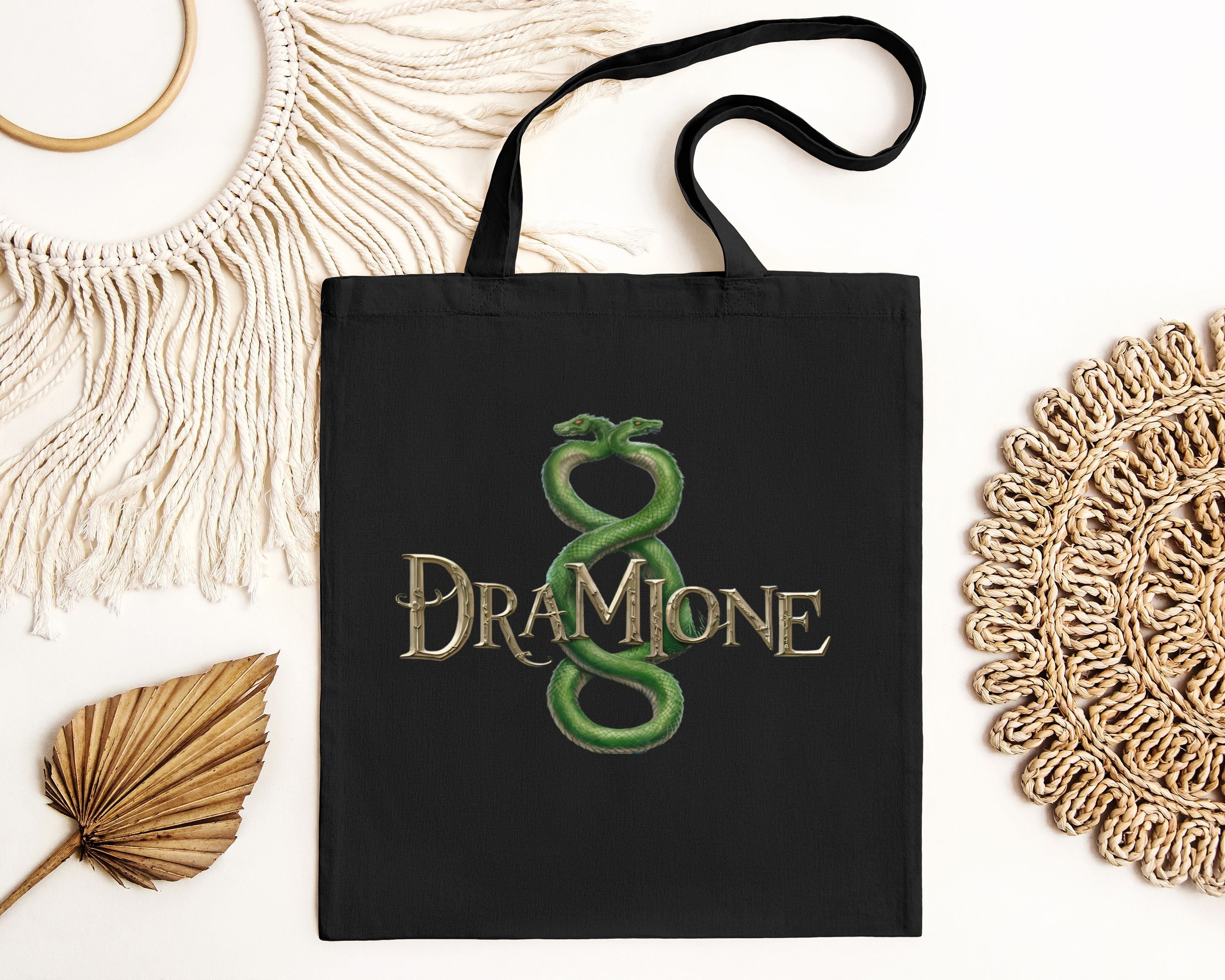 Dramione fanfiction book themed cotton canvas tote bag with graphic print and sturdy everyday shoulder straps