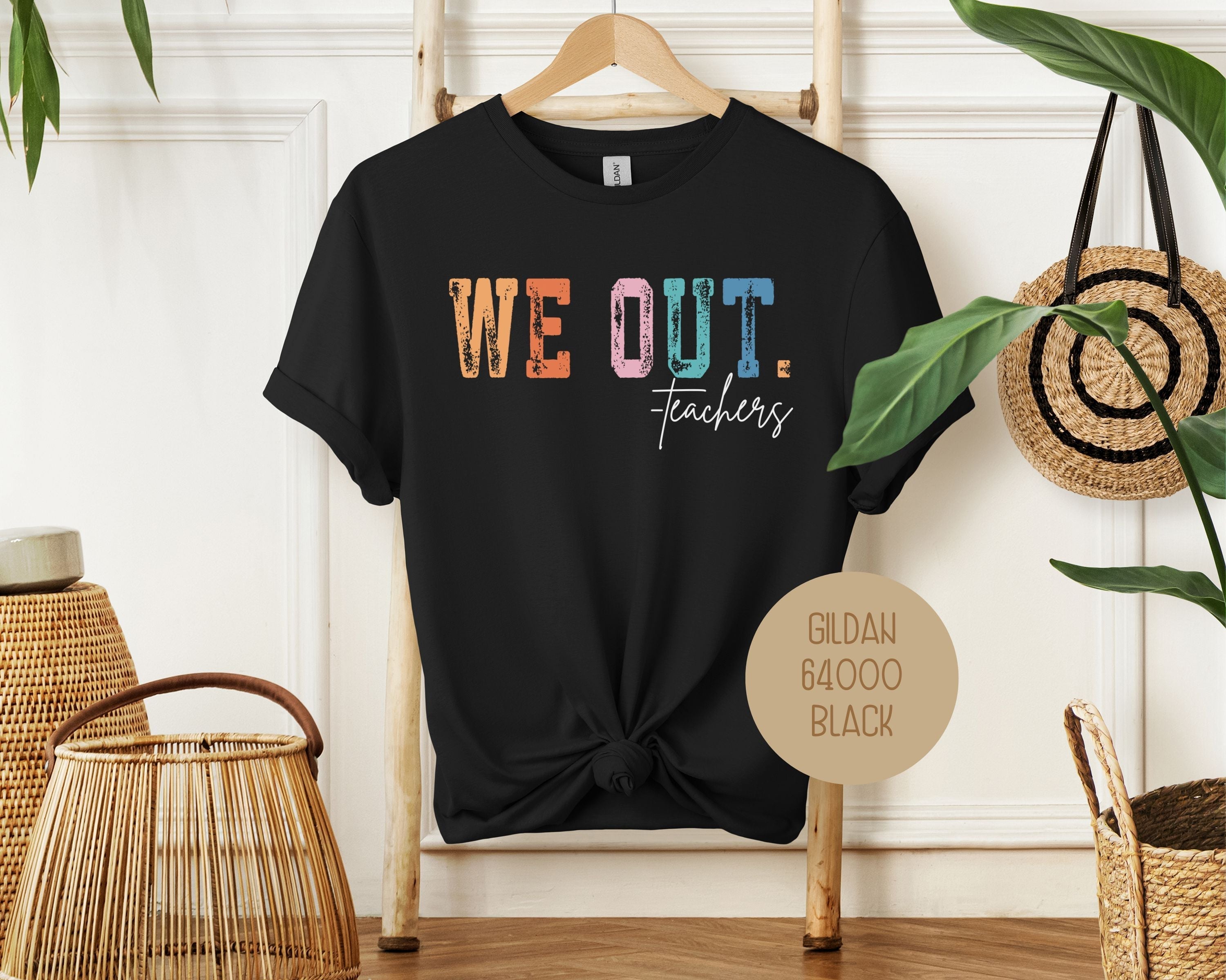 Unisex We Out Teachers Last Day of School cotton t-shirt with funny class dismissed text graphic — view 2