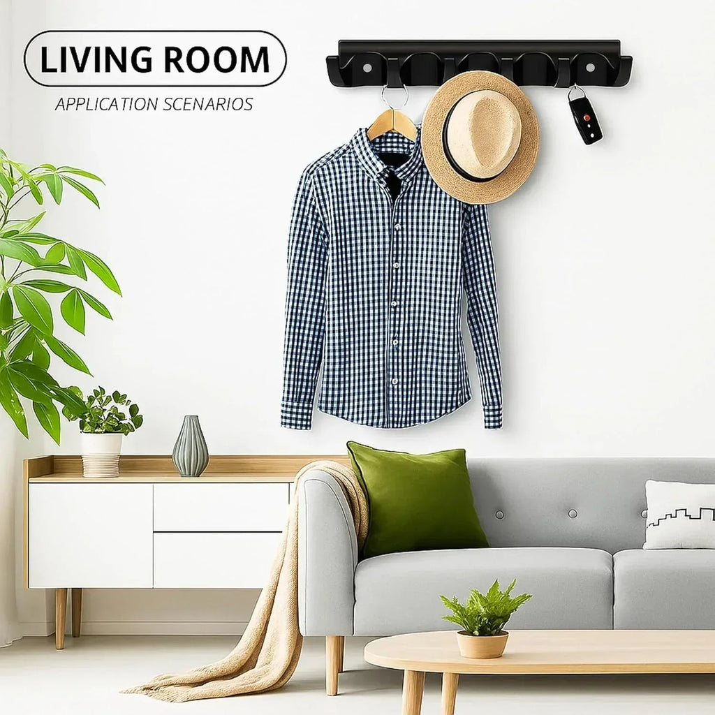 Black glossy cloth hanger made of unbreakable melamine, sleek modern design for bathroom organization — view 3