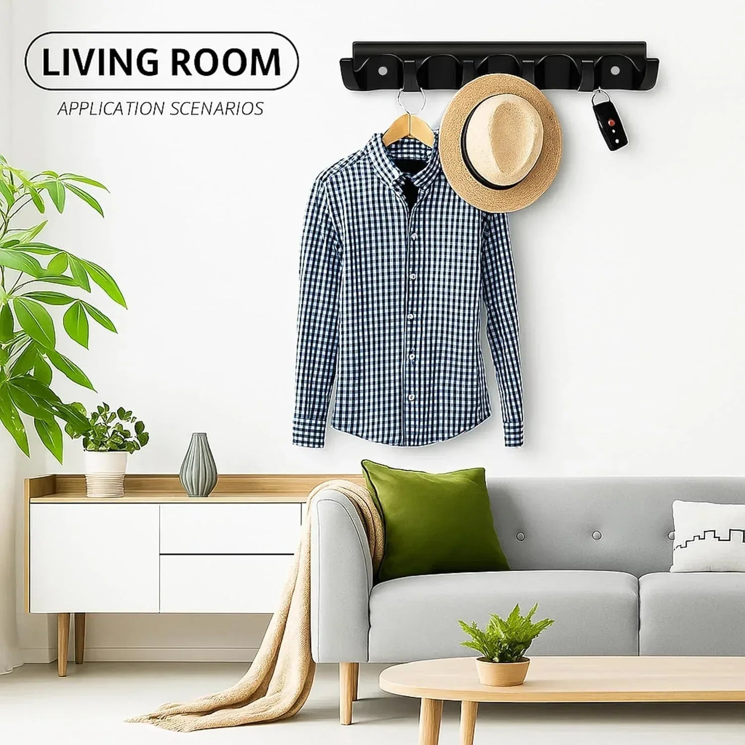 Black glossy cloth hanger made of unbreakable melamine, sleek modern design for bathroom organization — view 3