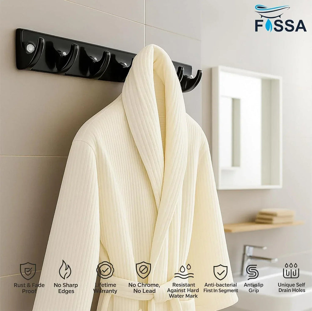 Black glossy cloth hanger made of unbreakable melamine, sleek modern design for bathroom organization — view 5