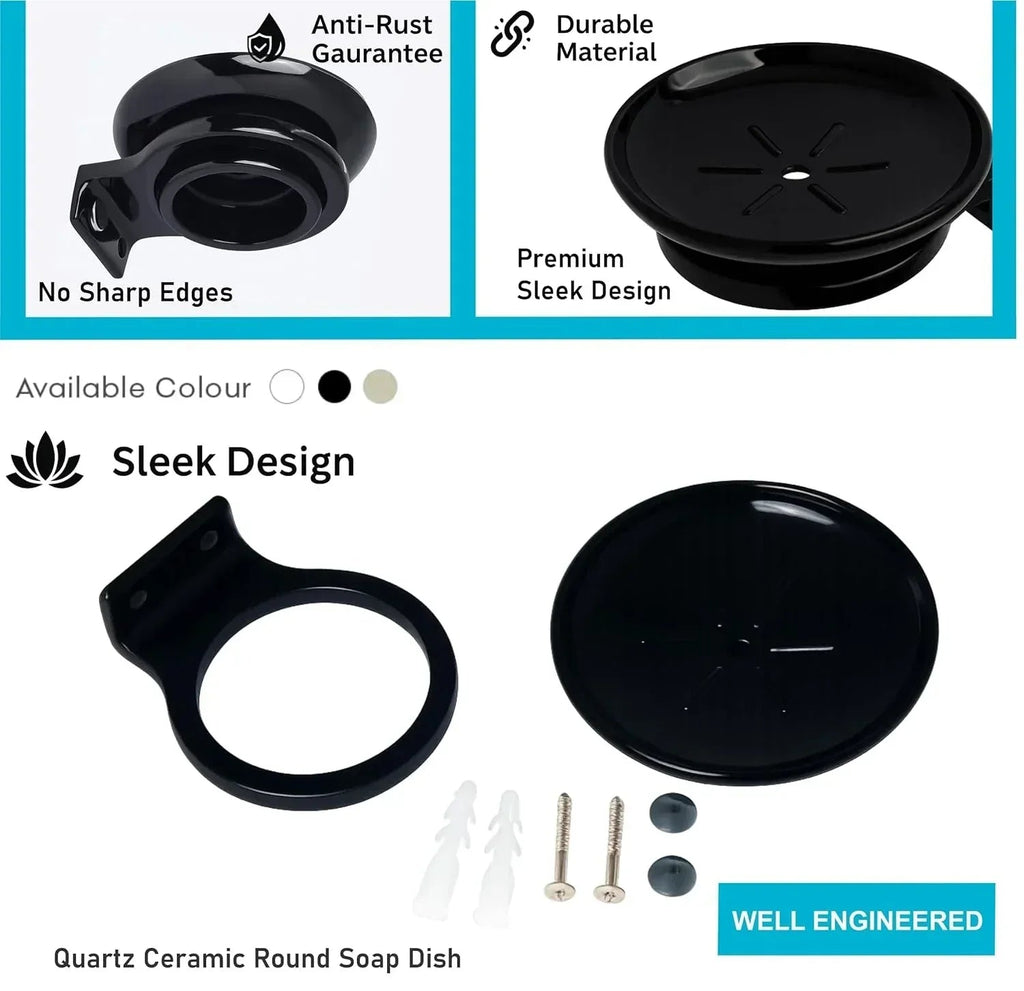 Black unbreakable soap dish with a glossy ceramic finish for modern bathroom sinks. — view 4