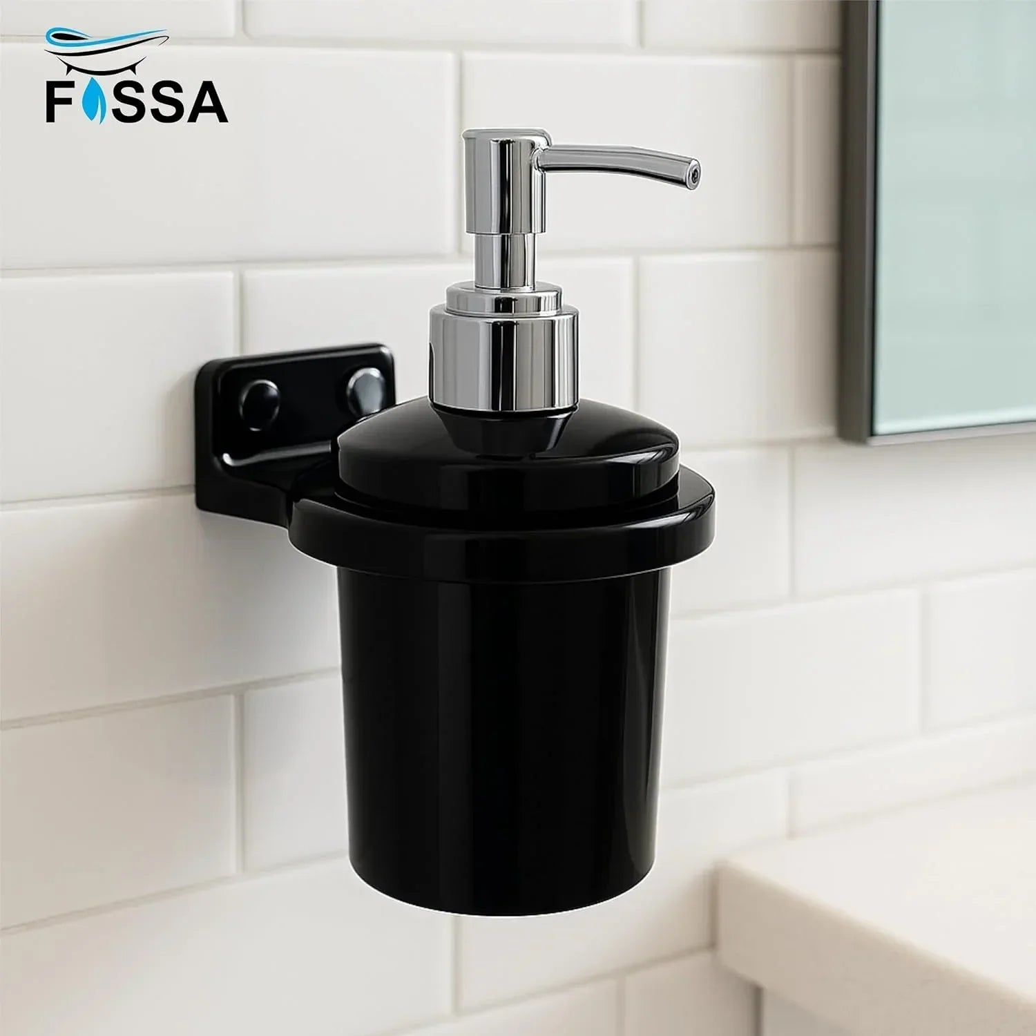Glossy black unbreakable soap dispenser with a ceramic finish for modern bathroom wash basins — view 5