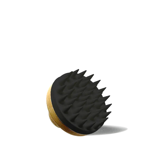 Handcrafted Wabi Sabi scalp scrubber massager with unique fire branded details for wet or dry use — view 2