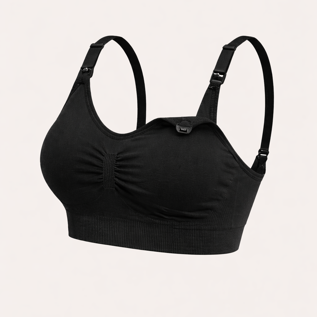 Seamless neutral everyday comfort breastfeeding bra in soft stretch fabric, supportive wire-free maternity wear — view 3