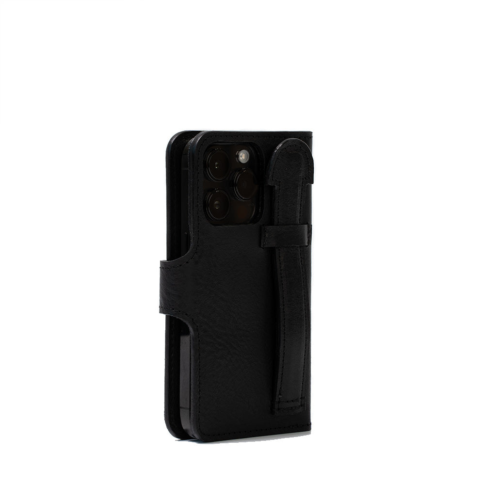Premium leather iPhone 14 MagSafe folio wallet case featuring interior card slots and secure magnetic closure — view 5