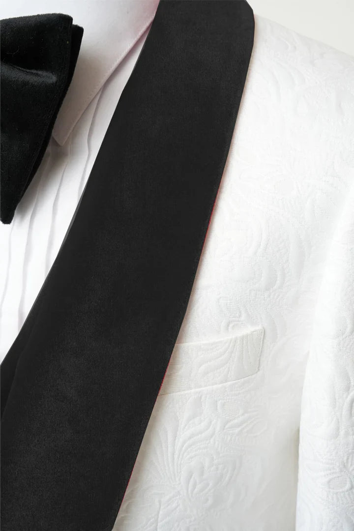 Men's Vested White Paisley Wedding & Prom Tuxedo-3