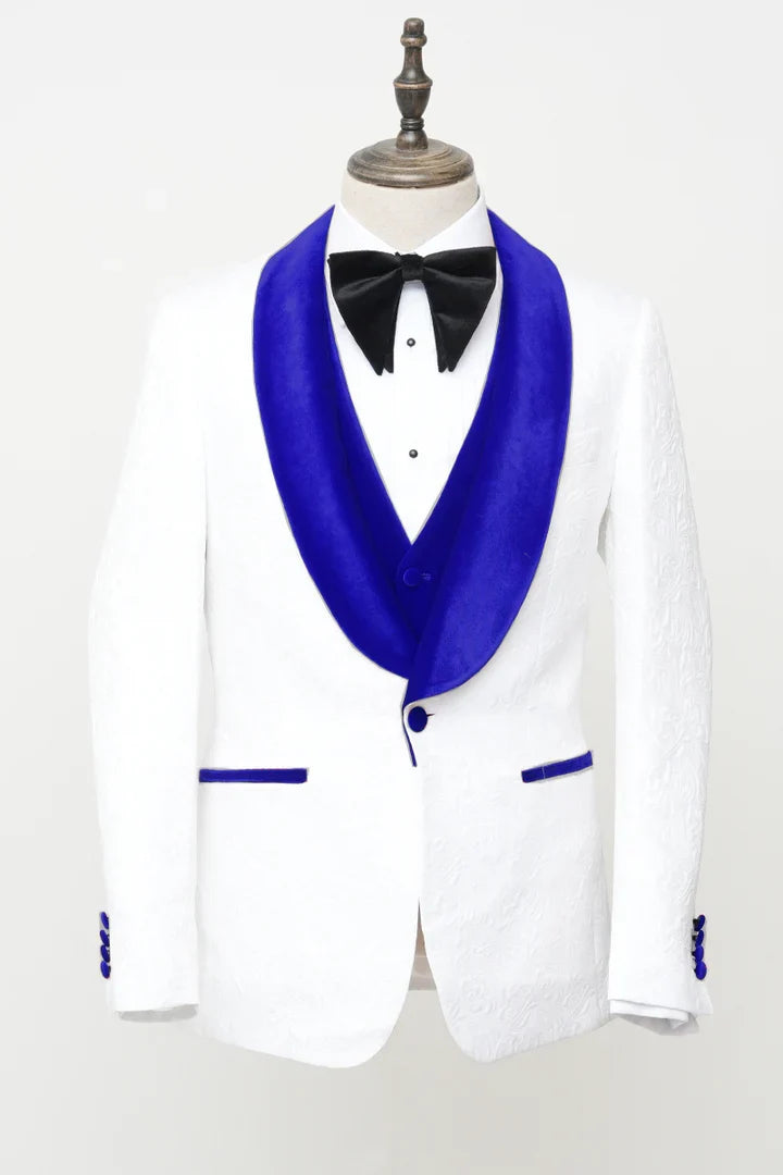 Men's Vested White Paisley Wedding & Prom Tuxedo-4