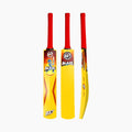 Lightweight plastic junior cricket bat with a grip-ready handle for indoor and outdoor play.