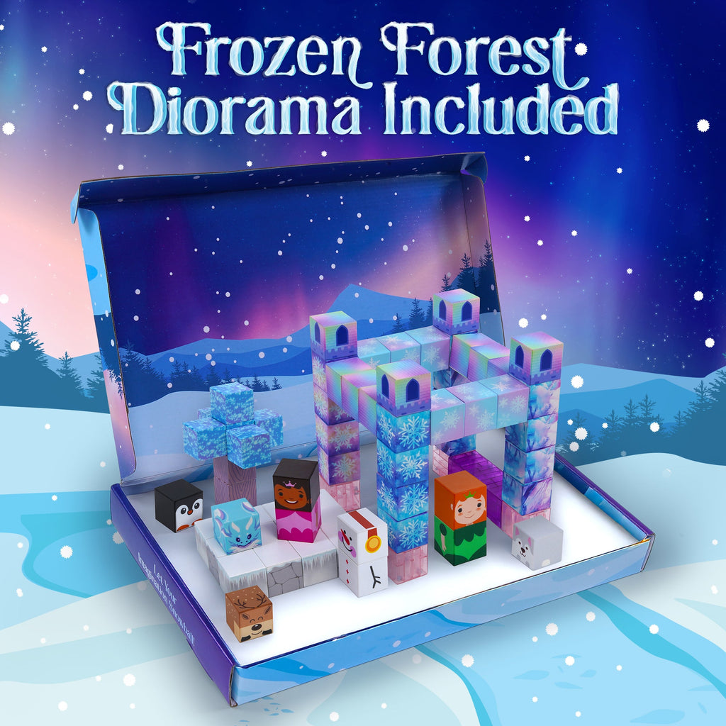 84 piece frosted fairytale magnetic building blocks set in shimmering pastel colors for kids — view 2