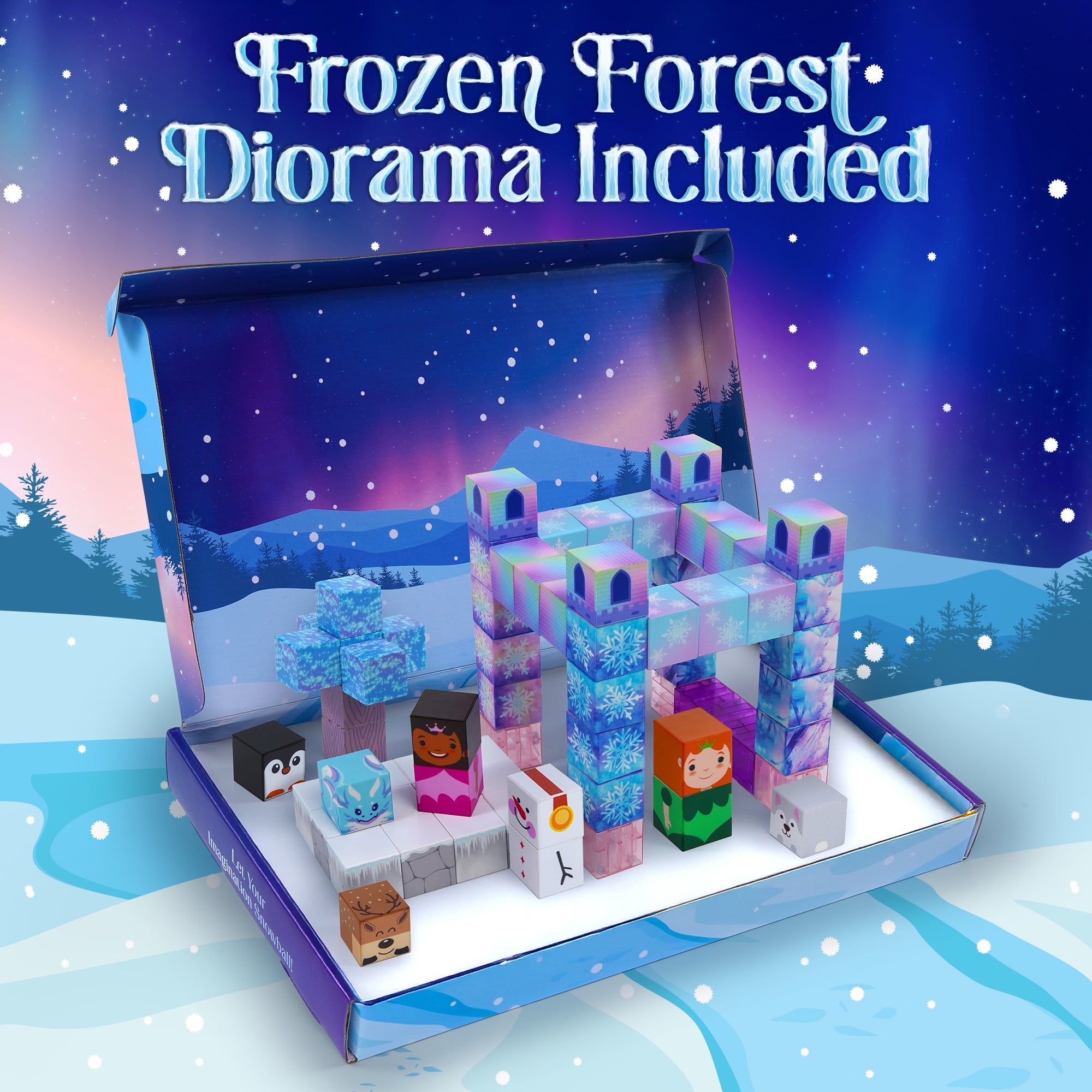 84 piece frosted fairytale magnetic building blocks set in shimmering pastel colors for kids — view 2