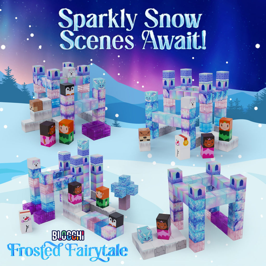 84 piece frosted fairytale magnetic building blocks set in shimmering pastel colors for kids — view 3