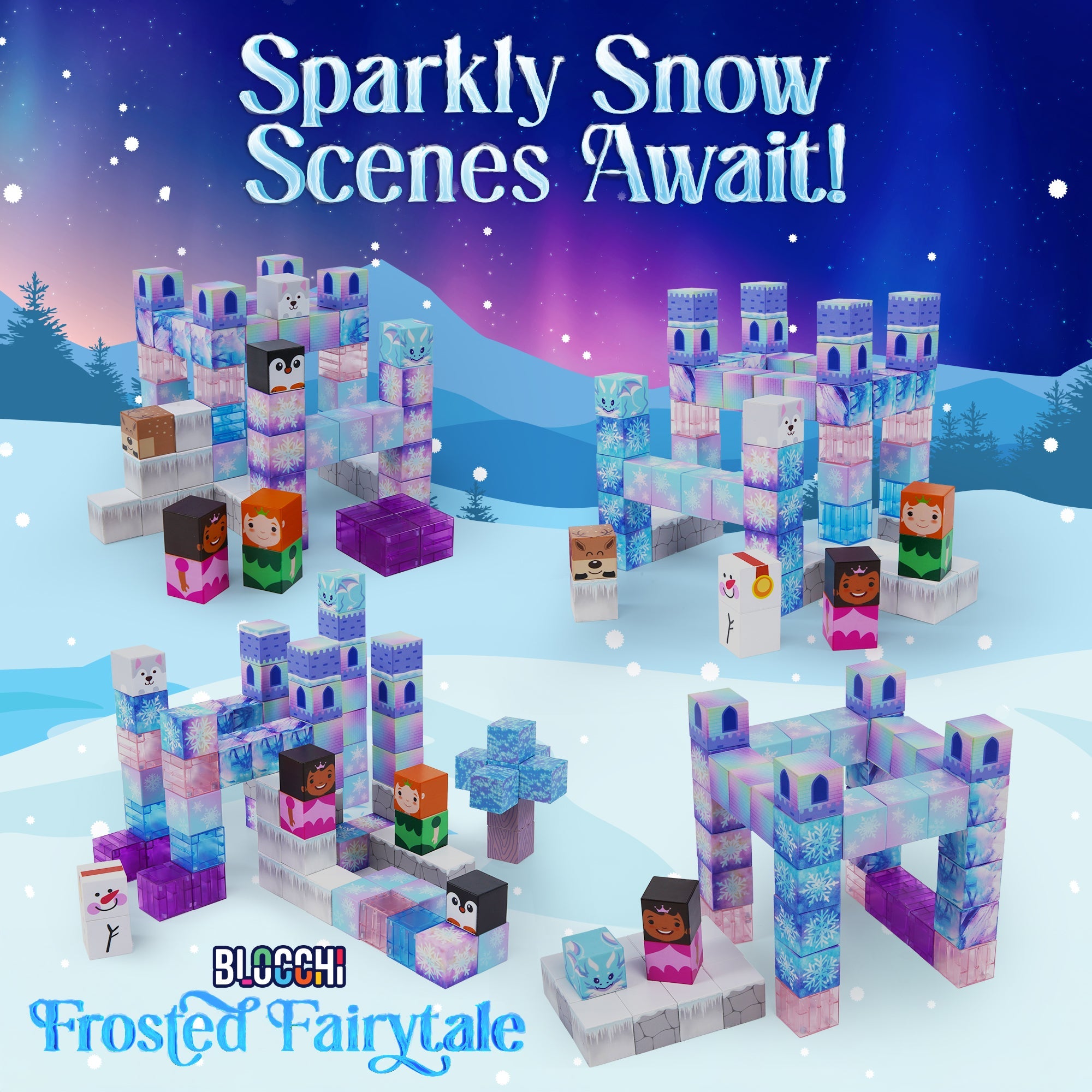 84 piece frosted fairytale magnetic building blocks set in shimmering pastel colors for kids — view 3