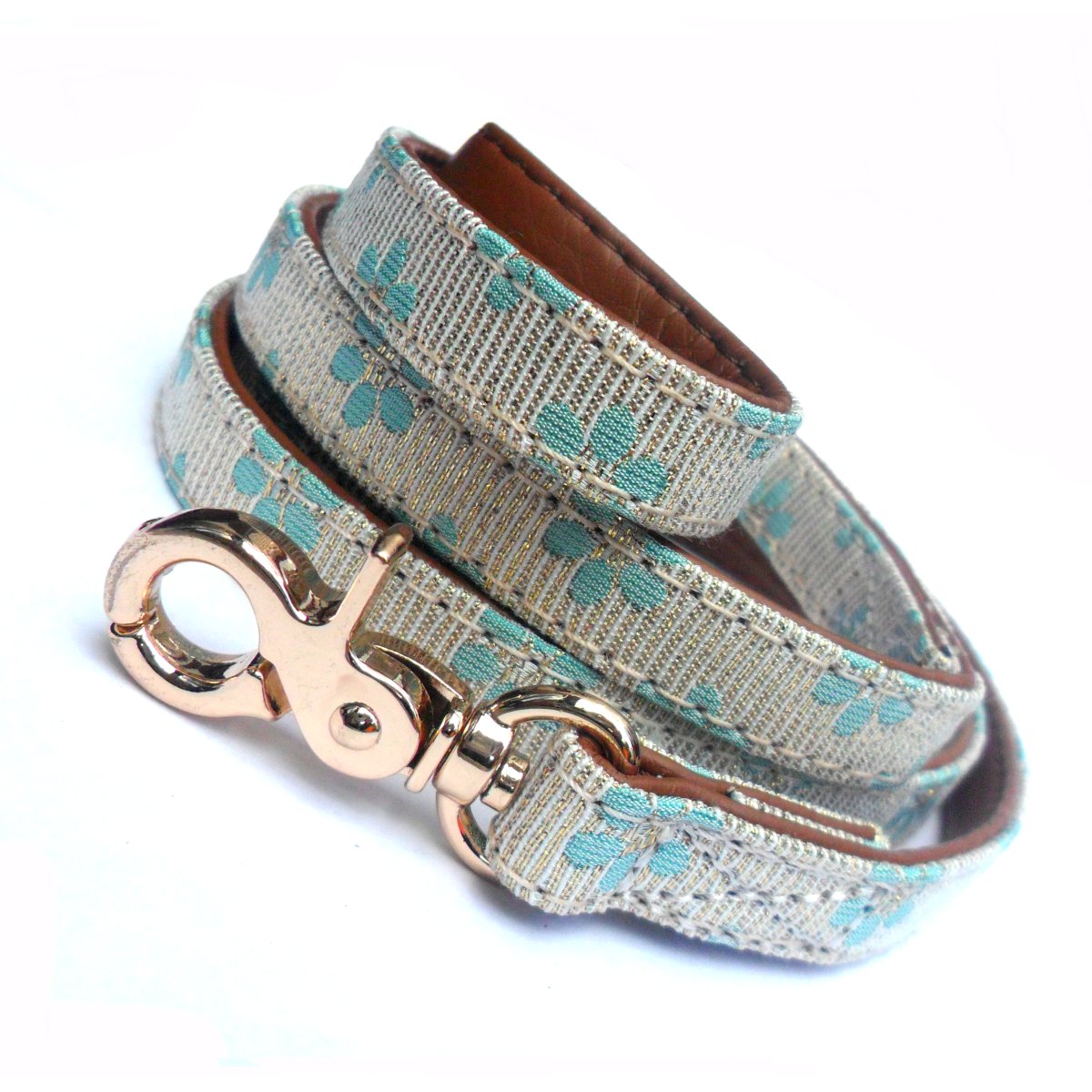 Flower Fabric Dog Leads - Blue-0