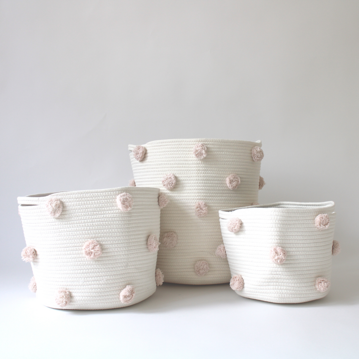 Blush Pom Basket - Medium-2