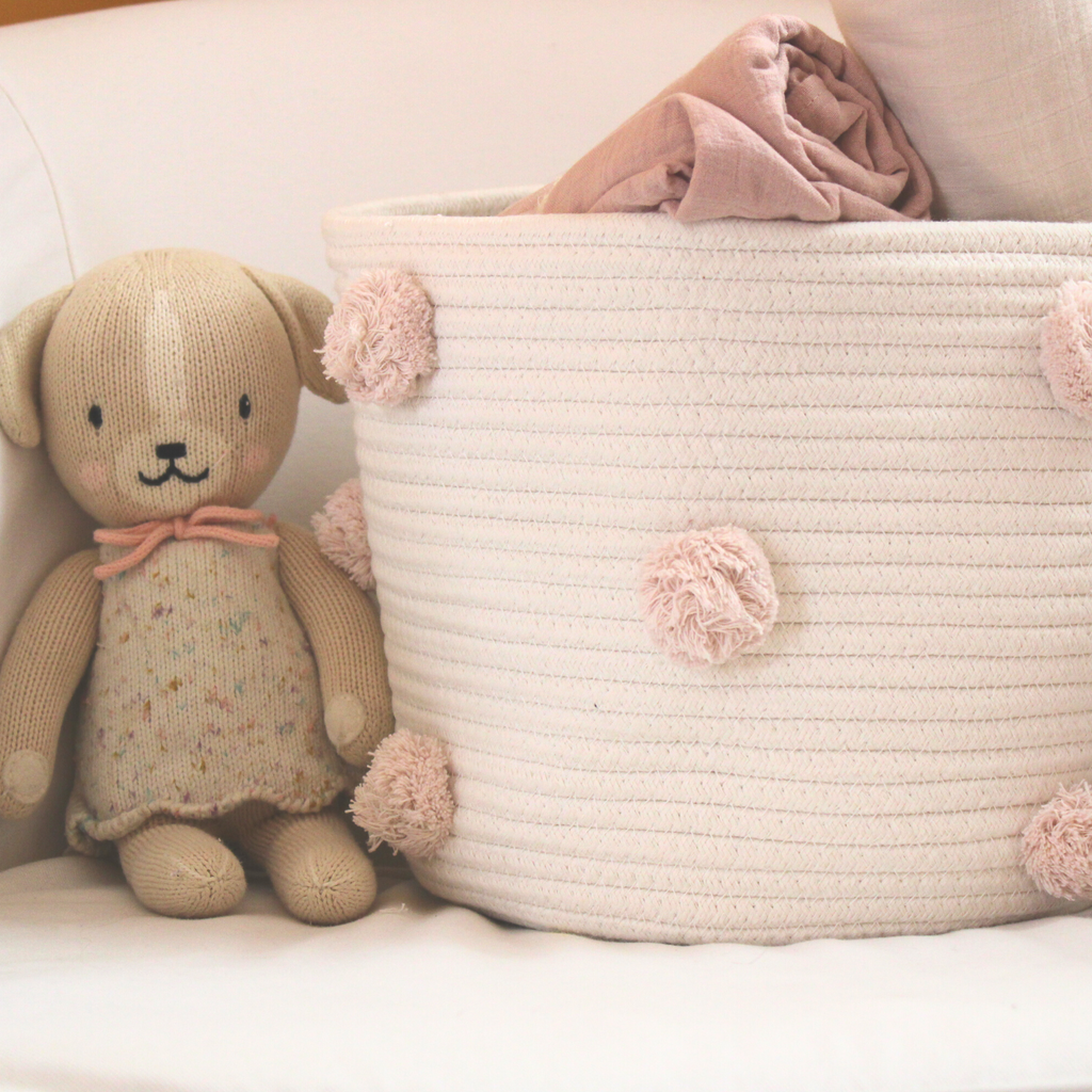 Blush Pom Basket - Medium-3