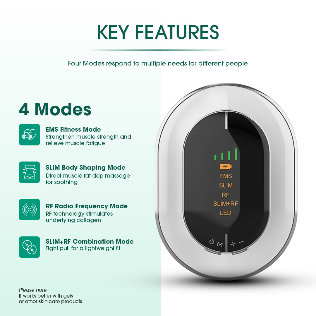 White advanced body slimming and contouring device with built-in battery and multi-functional massage head — view 3