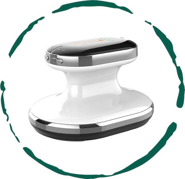 White advanced body slimming and contouring device with built-in battery and multi-functional massage head