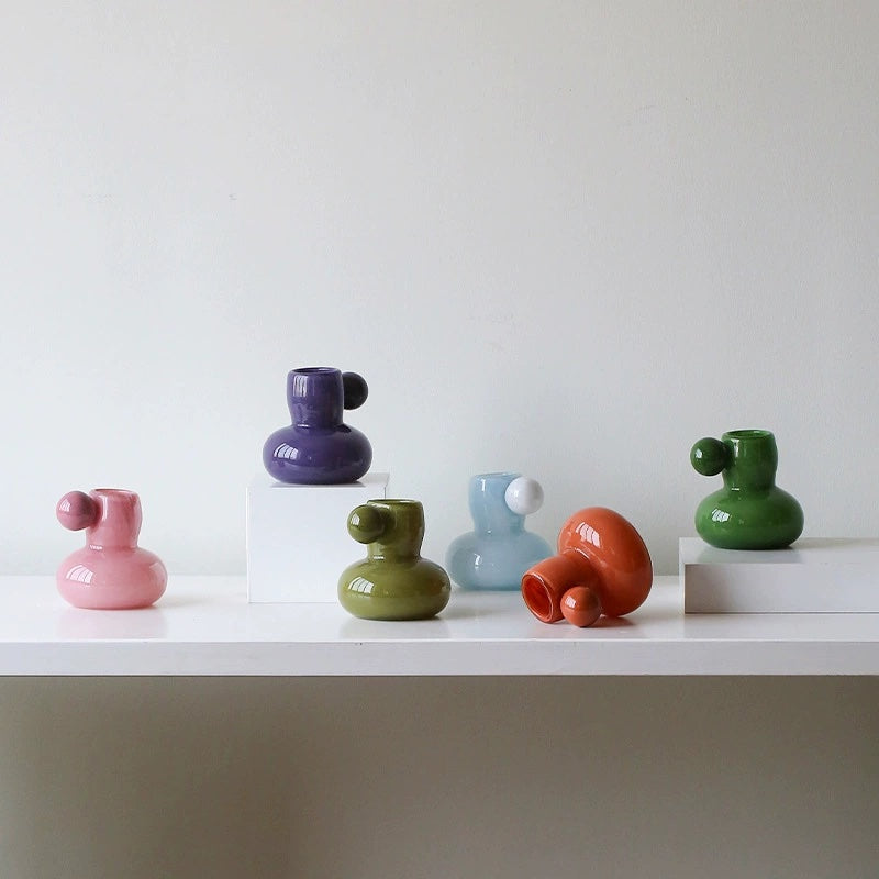 Bonbon Mini Glazed Decorative Jar – Playful Pastel Bud Vase & Modern Home Accent
