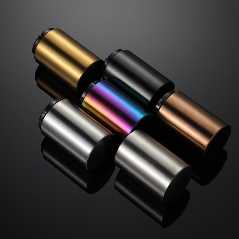 Stainless steel magnetic automatic beer bottle opener popping off a metal cap