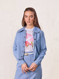 Boxy Denim Collared Top-Light Blue-0