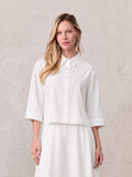 Boxy Dolman Sleeve Crinkle Blouse-White-0