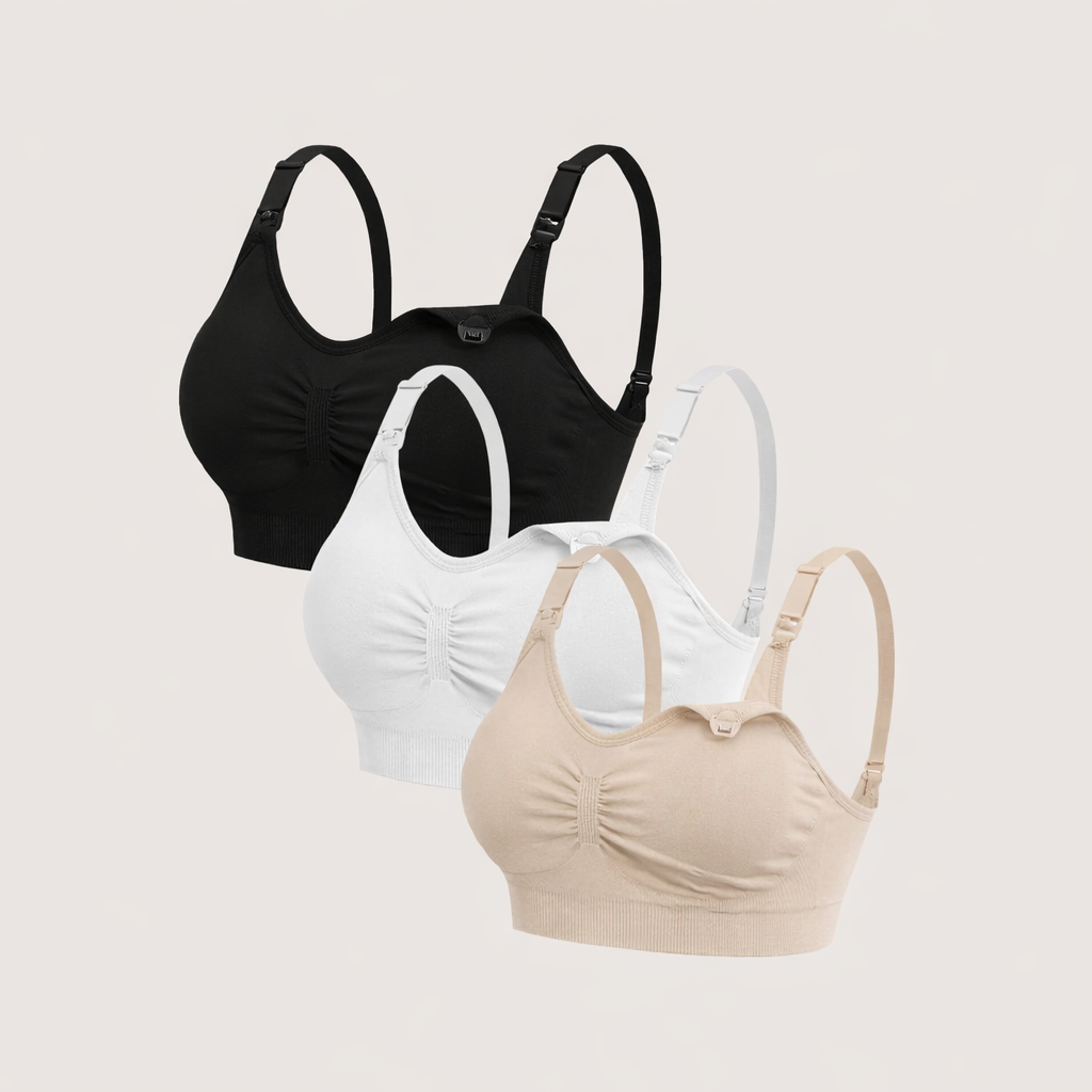 Seamless neutral everyday comfort breastfeeding bra in soft stretch fabric, supportive wire-free maternity wear — view 4