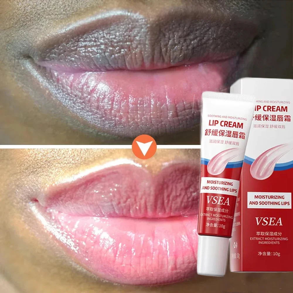 Brightening lip balm tube featuring organic turmeric root oil and squalane for deep hydration
