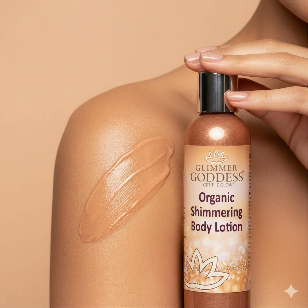 Organic bronze shimmer body lotion bottle highlighting luminous radiant sun-kissed glow for all skin tones — view 5