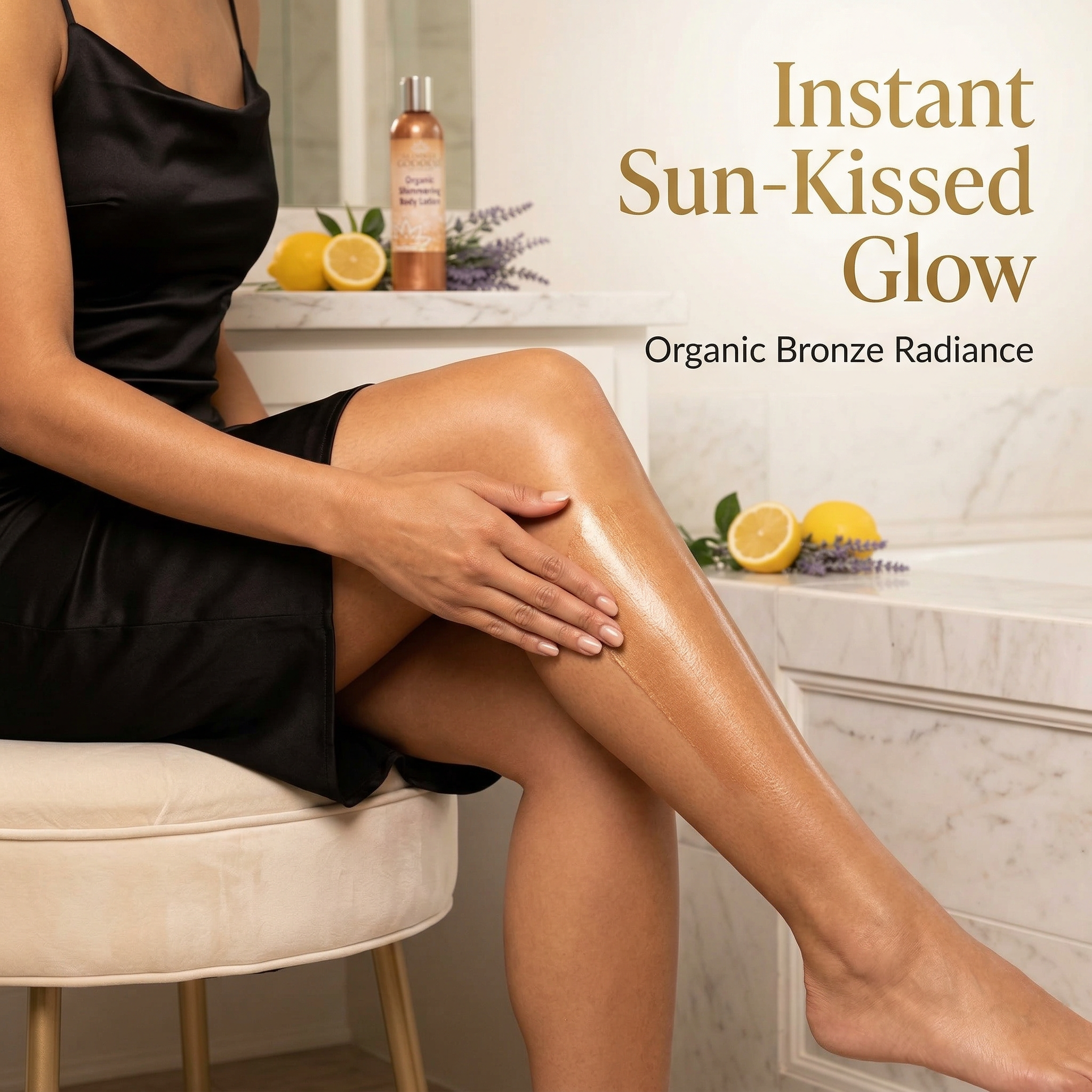 Organic bronze shimmer body lotion bottle highlighting luminous radiant sun-kissed glow for all skin tones — view 3
