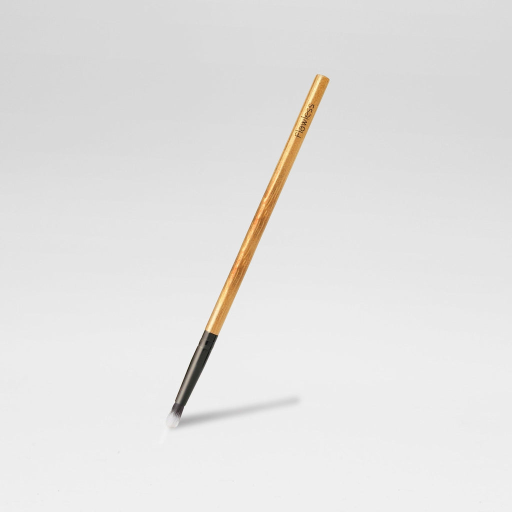 Precision detailing makeup brush with a bamboo handle and soft synthetic bristles for easy highlighting