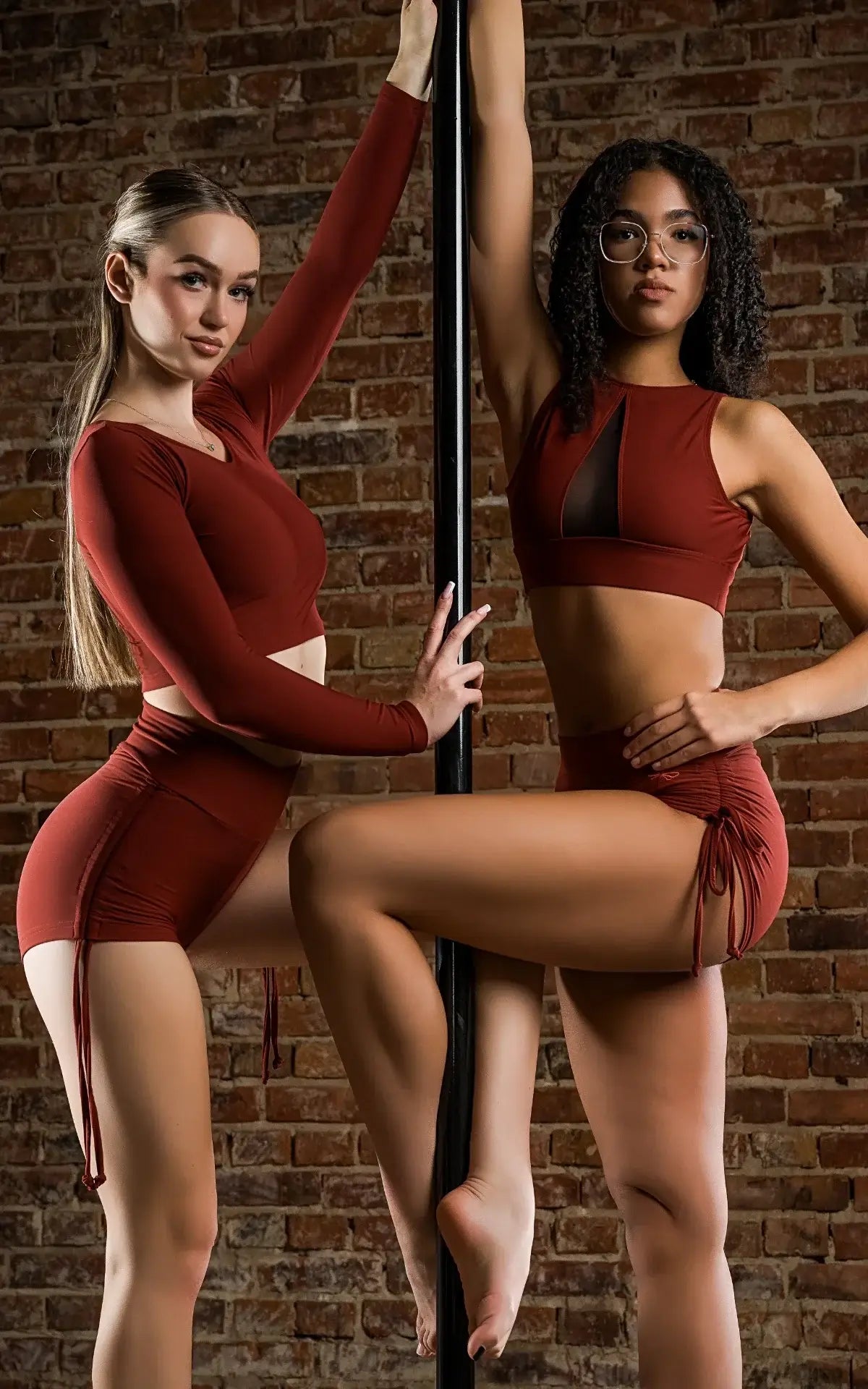 High waist drawstring pole shorts with adjustable side ties in a smooth stretchy athletic fit — view 3