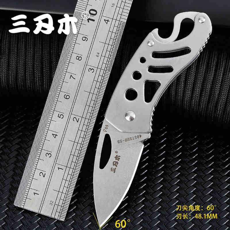 Bushcraft folding pocket knife featuring a stainless steel blade and lightweight polished openwork handle — view 3