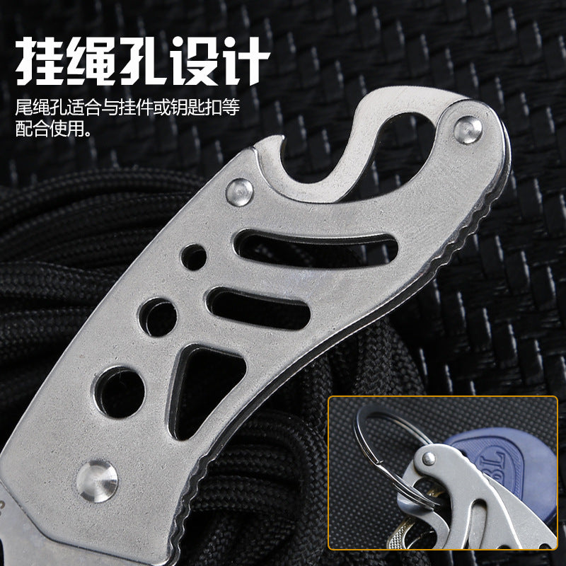 Bushcraft folding pocket knife featuring a stainless steel blade and lightweight polished openwork handle — view 4