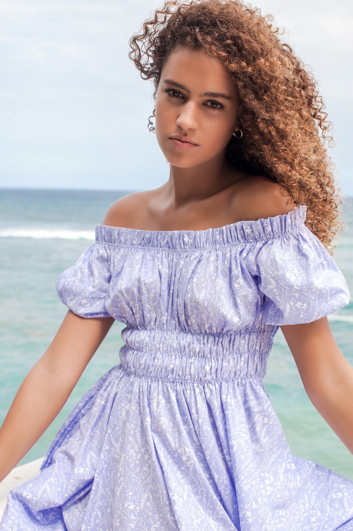 Butterfly Bliss Off Shoulder Mini Dress (Sale)-4