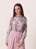 Button Down Collared Blouse-Ombre Print-0