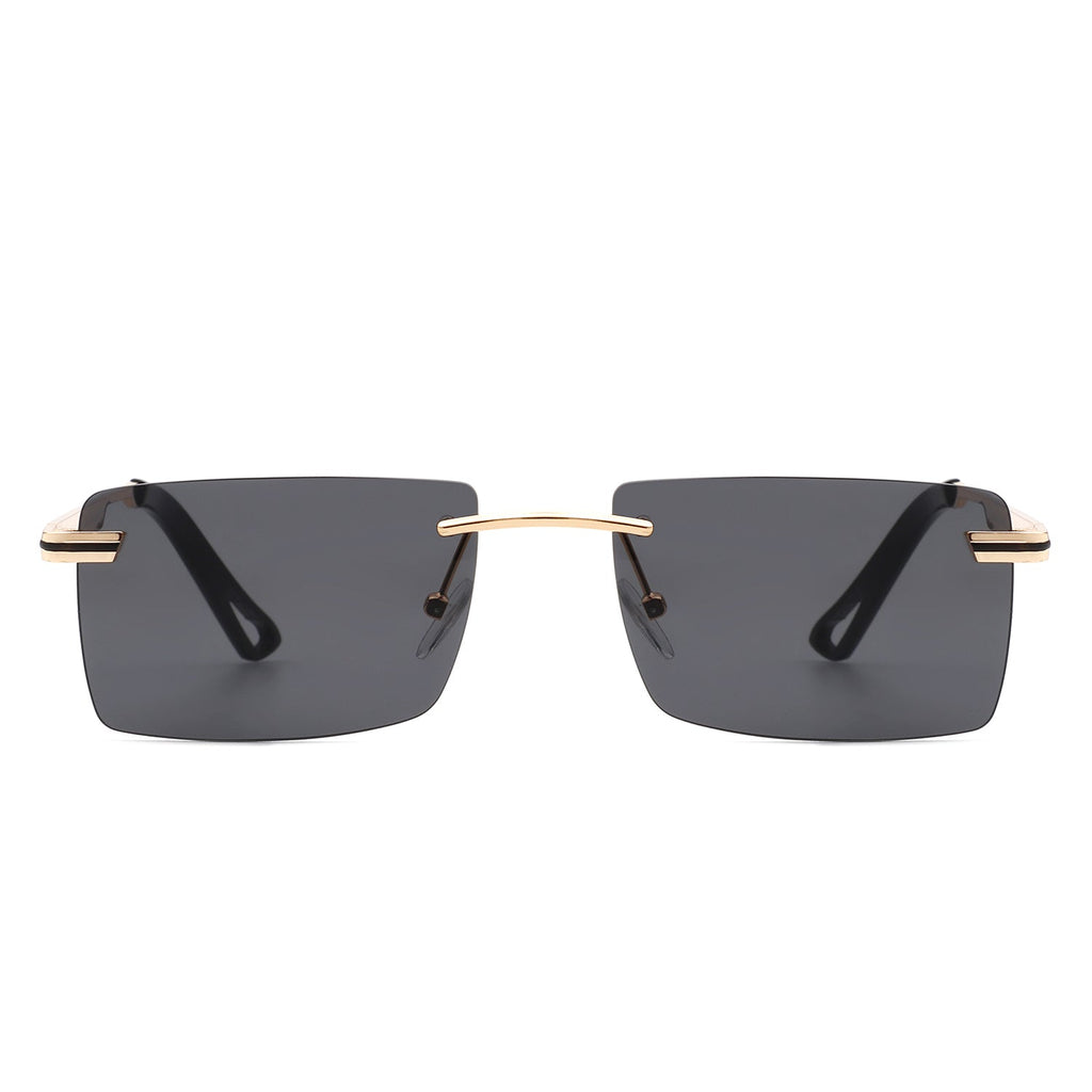 Vibrante - Rectangle Rimless Retro Tinted Fashion Flat top Sunglasses-3