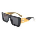 Lumos - Square Retro Two-Tone Thick Frame Flat-Top Sunglasses-2